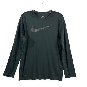 Nike Kids Legacy Gray Dri-Fit Long Sleeve Shirt Tee Sz XL Center Logo Swoosh Mes